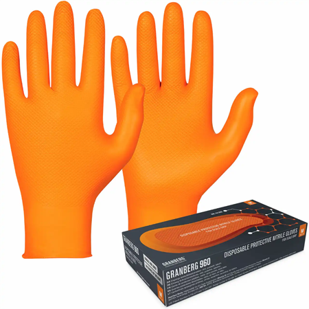 Engångshandske nitril fiskfjäll orange kemresistent  S Granberg 960